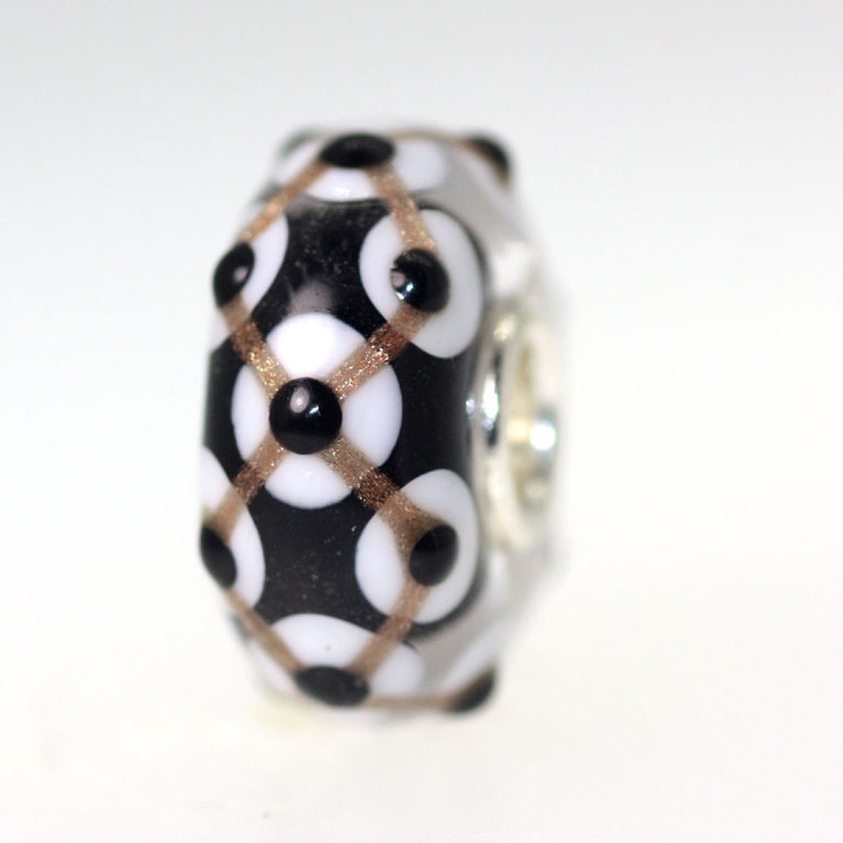 Black & WHite Bead With Gold Designs