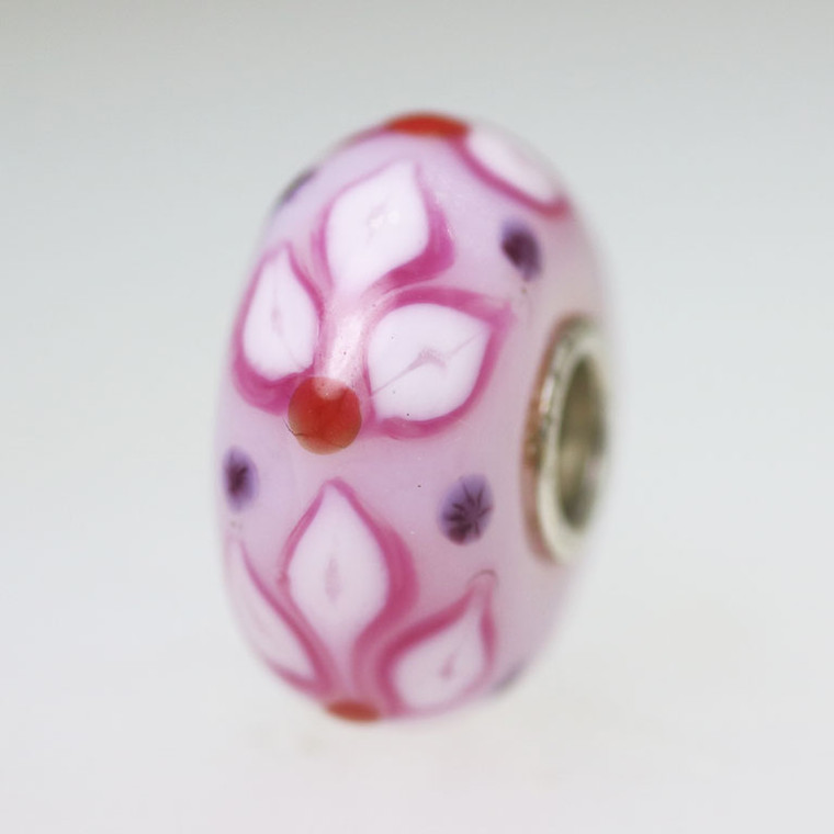 Pink Flowers on White Bead