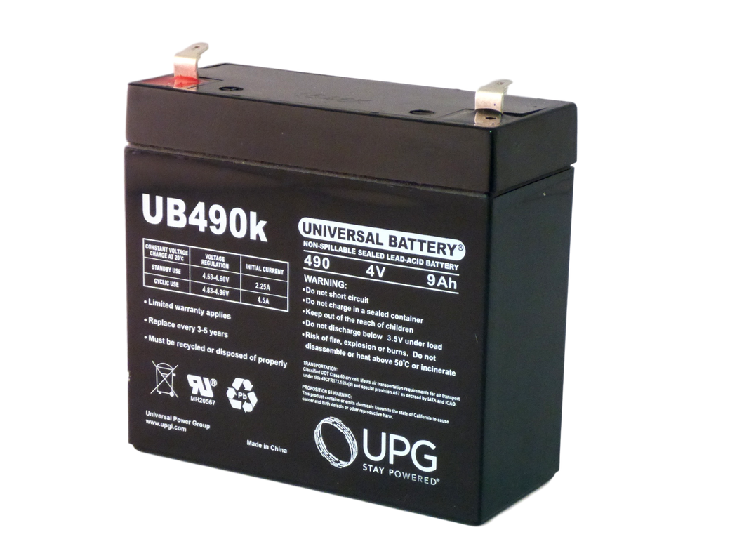 UB490 - 4 Volts 9Ah -Terminal F2 - SLA/AGM Battery | batteryspecialist.ca 