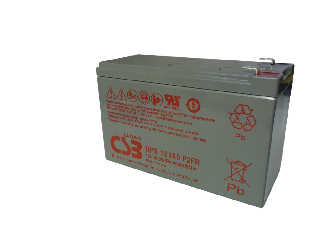 NEW UPS Battery From CSB.  UPS12460F2FR - CBS Battery - Terminal F2 - 12 Volt 9.0Ah - Flame Retardant