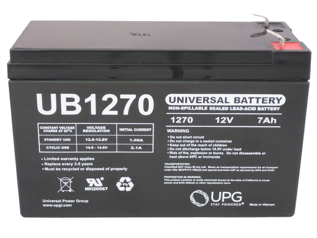 12V 7AH Sealed Lead Acid (SLA) Battery for 385ci Portable Fish