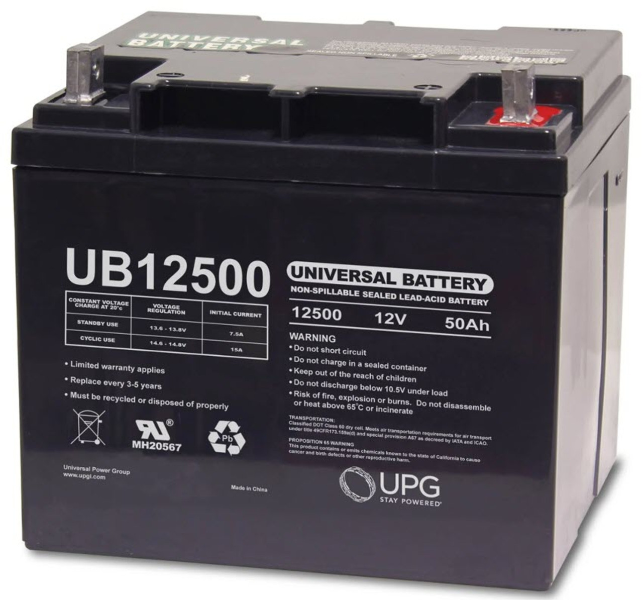 ▷ Batterie au Plomb AGM 12V 50Ah LONG WP50-12NE Fauteuils Roulants SAI