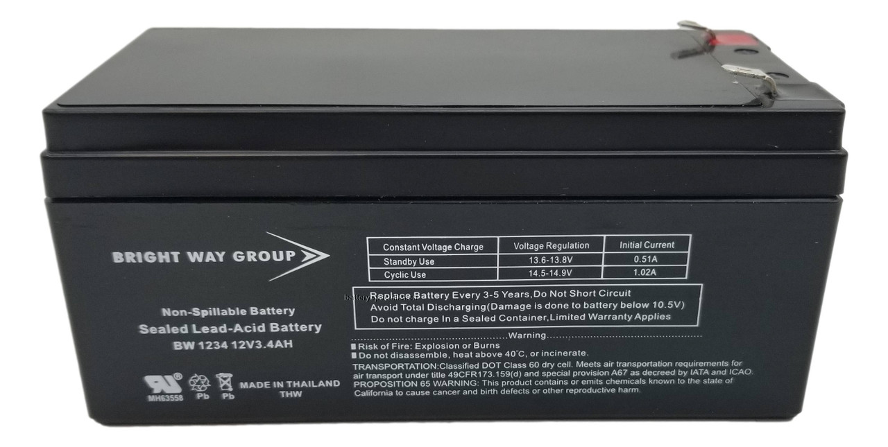 12V 3.4AH SLA Battery replaces NP2.6-12 NP3-12 NPH3.2-12 PC1230 PE3A-12R