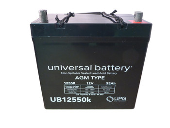 12V 55Ah Battery replacement for Pride Jazzy 1100, 1104, 1120 - 2000, 1170XL Top View| batteryspecialist.ca