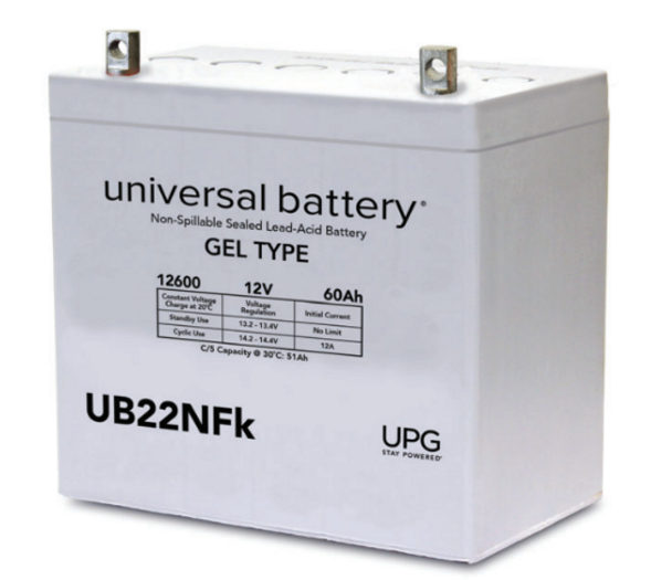 UB-22NF - 12 Volts 55Ah - Terminal Z1 - Gel Battery - Group 22NF