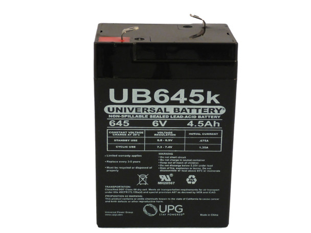 UB645 Sealed Lead Acid Battery - 1 Battery Front View | Battery Specialist Canada
