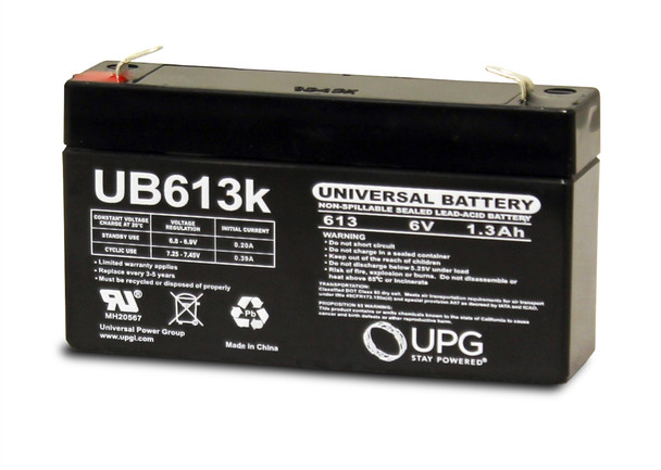Unicell TLA613 6V 1.3Ah Sealed Lead Acid Battery Angle View | Battery Specialist Canada