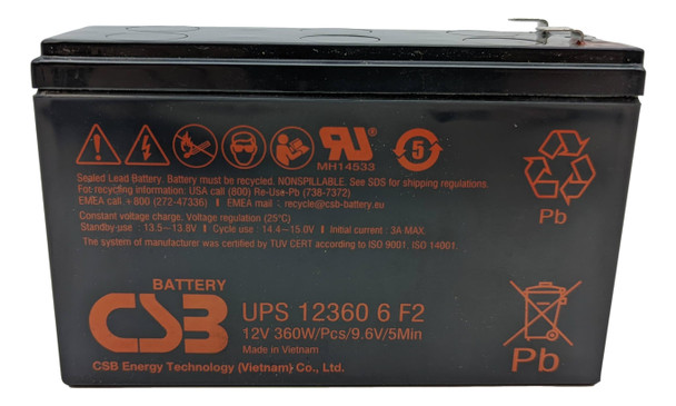 UPS123606F2 - CSB Battery - Terminal F2 - 12 Volt 7Ah - 360 Watts Per Cell | Battery Specialist Canada