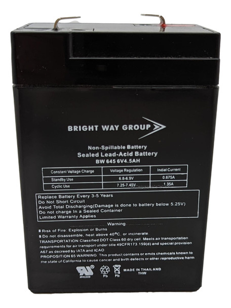 BW645 - 6 Volts 4.5Ah -Terminal F1- SLA/AGM Battery - HX6-4.5  | Battery Specialist Canada