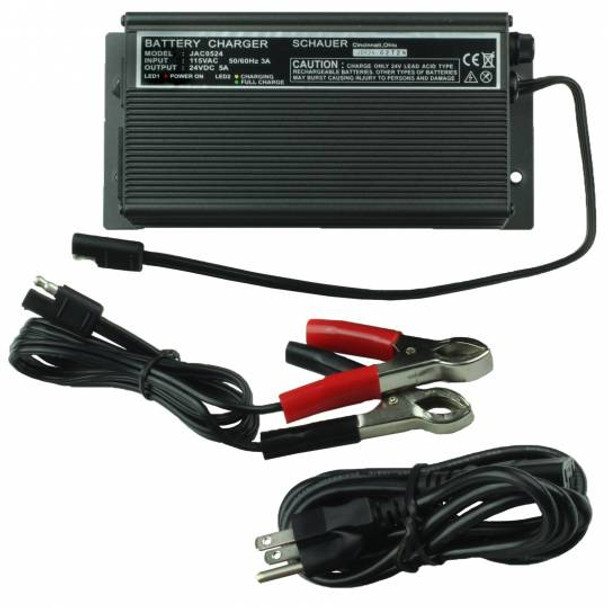 JAC0524-C - 24 Volt 5 Amp Schauer Battery Charger - Maintainer - with Battery Clips | Battery Specialist Canada
