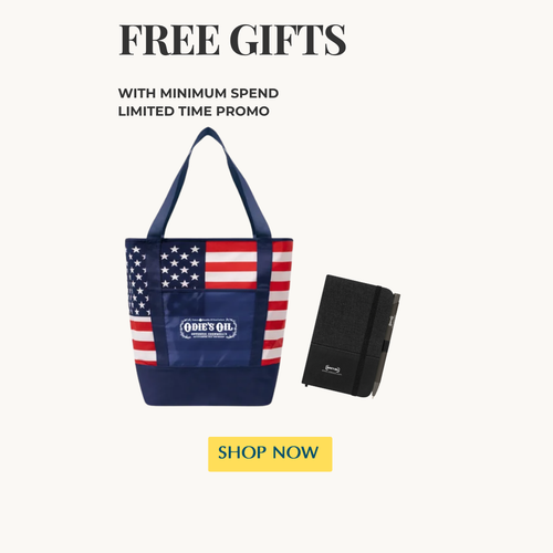 FREE Gift Set, includes one Odie's Tote Bag & one Note Pad! Available only with minimum spend of $139+! While Supplies Last!