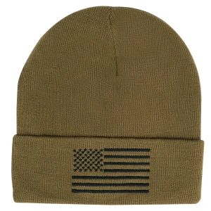 US Flag Embroidered Fine Knit Watch Cap
