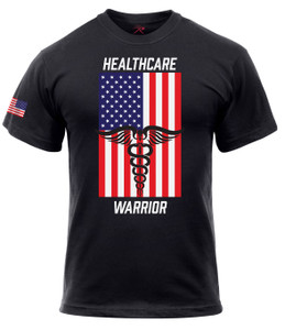 Healthcare Warrior US Flag T-Shirt - Black
