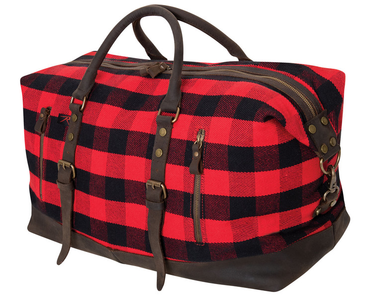 Red Plaid Extended Weekender Bag
