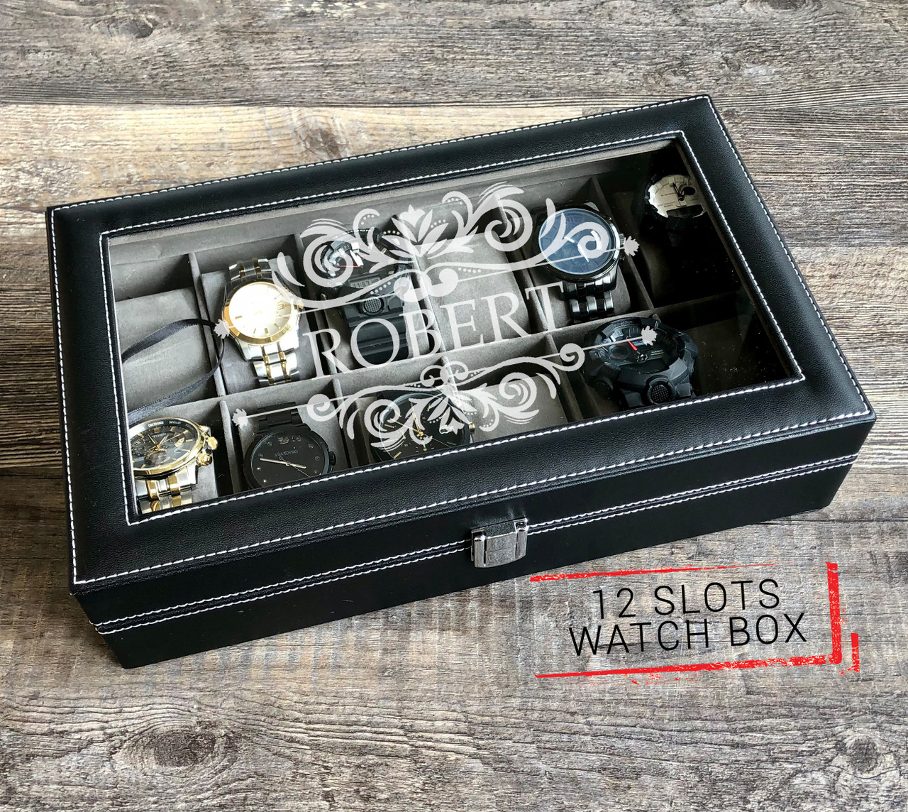 Personalized 12 Slots Watch Box - Chic Makings