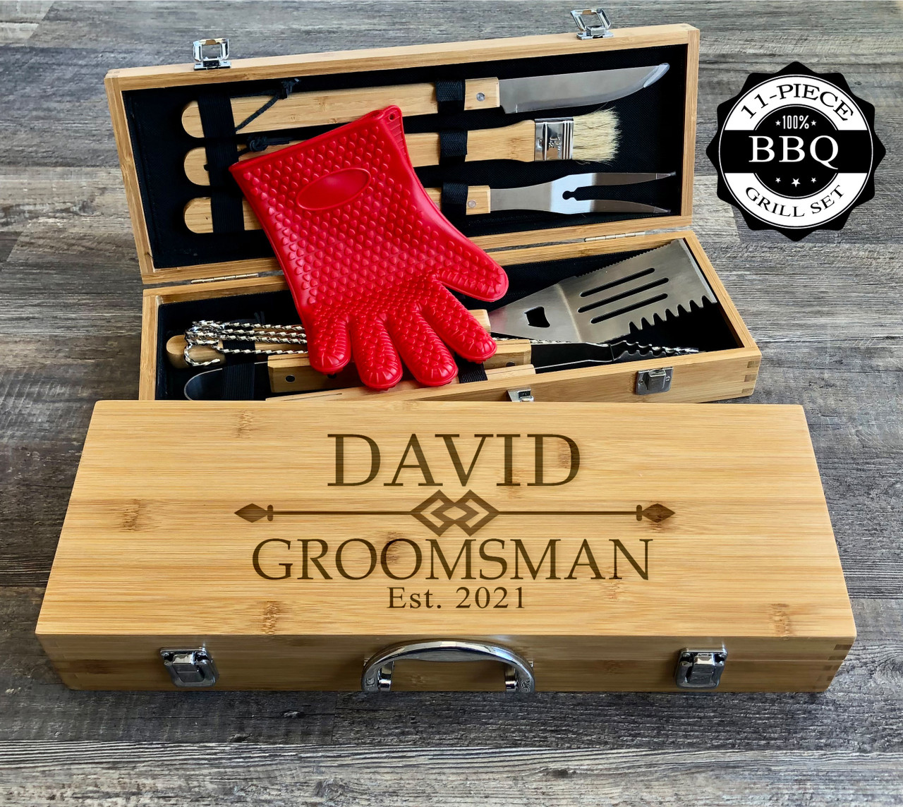 Christmas Gifts for Men Groomsmen Leather Grill Gloves spatula is