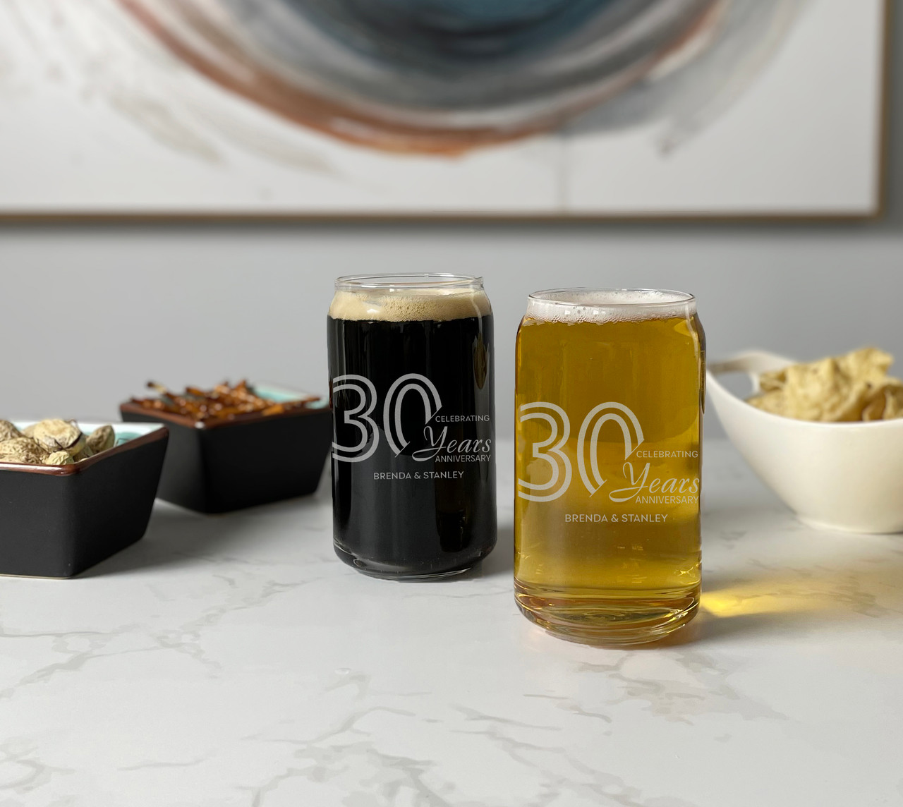 30th Year Anniversary Beer Can Glasses