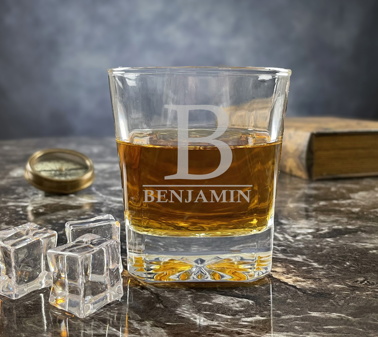 Custom Square Whiskey Glass Set with Bullet Whiskey Stones - Chic Makings