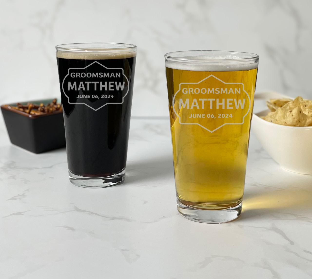 Groomsman Beer Can Style Glasses Personalized Groomsman 