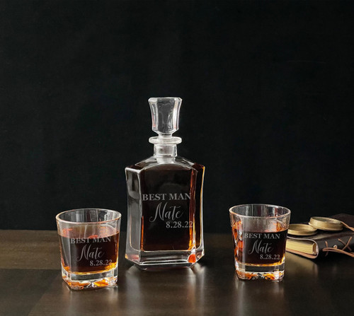 Engraved Whiskey Decanter | Best Man Bourbon Gift