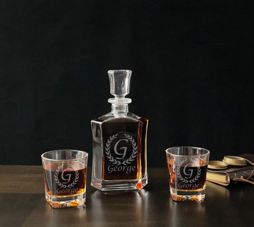 Burlington Capitol Decanter with Square Rocks Glasses