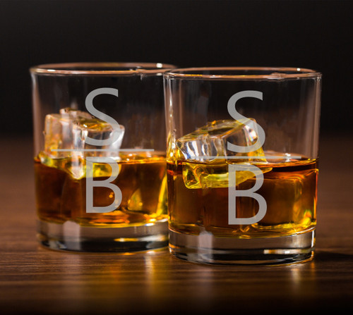 Custom Etched Whiskey Glasses | Personalized Round Glass
