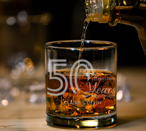 Engraved Round Whiskey Glasses | 50th Anniversary Wedding Gift