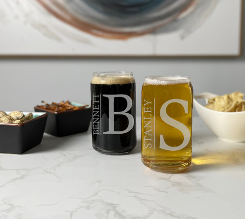 Monogrammed Beer Can glass | Madison Style