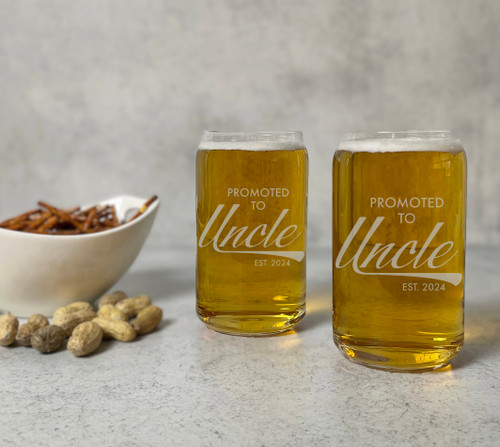 Promoted to Uncle Customizable Beer Can Glass