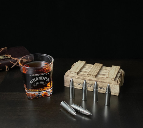 Old Fashioned Glass with Stones Bullet Set | Grandpa Gift Ideas