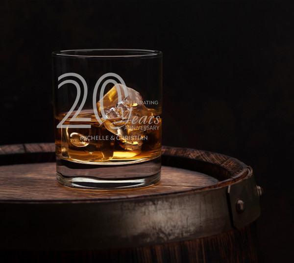 Personalized Whiskey Glasses | 20th Year Anniversary Party Gift