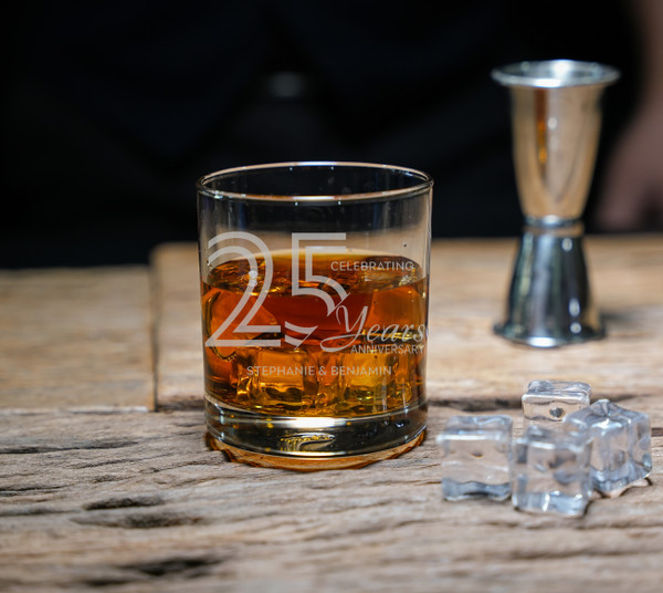 25th Year Anniversary Whiskey Glasses | Wedding Anniversary Gift