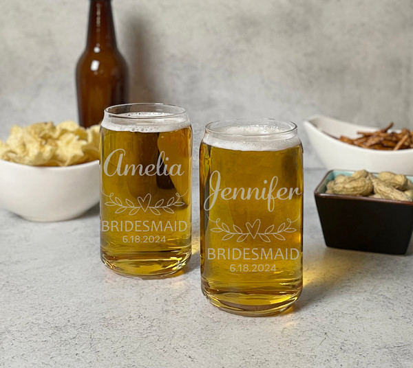 Personalized Beer Glasses for Bridesmaids