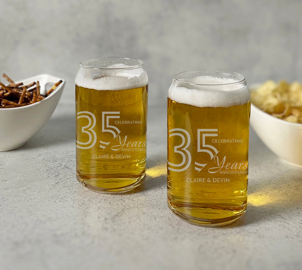 35th Year Anniversary Customizable Beer Can Glasses