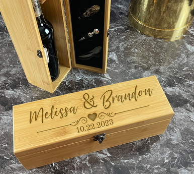 Custom Engraved Wooden Wine Gift Box - Chic Makings