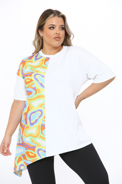 Swirl Asymmetric T-shirt  Mid & Plus Size Fashion
