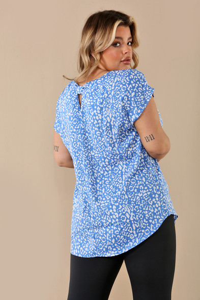 Leopard Print Short Sleeved Plus Mid Size Wholesale Fashion