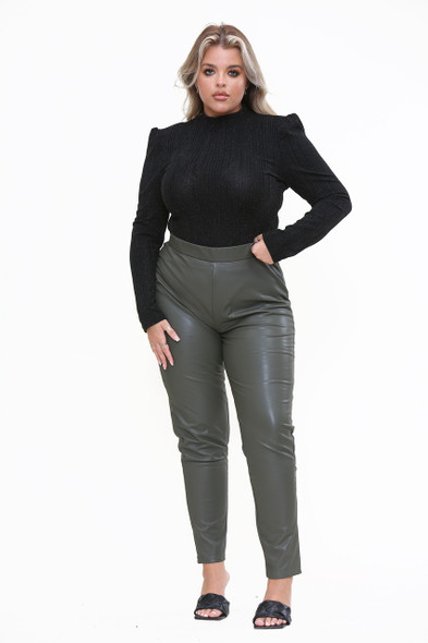 Plus & Mid Size Coated Fleece Lined Warm Leggings