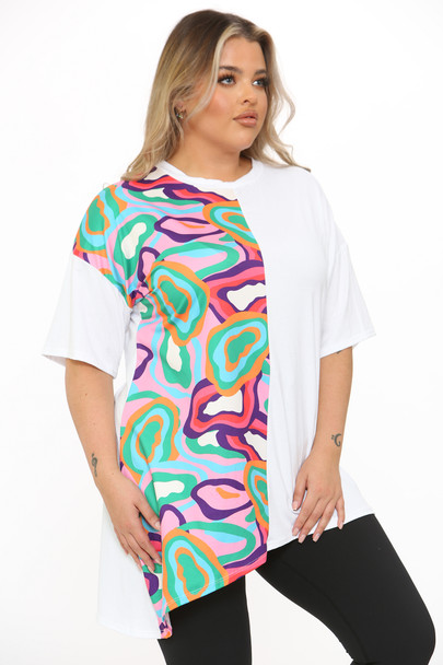 Swirl Asymmetric T-shirt  Mid & Plus Size Fashion