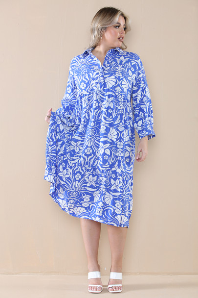 Floral Midaxi Dress Plus Mid Size wholesale fashion