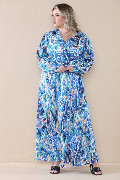 Wrap Belted Maxi Dress Plus & Mid Size Wholesale Fashion