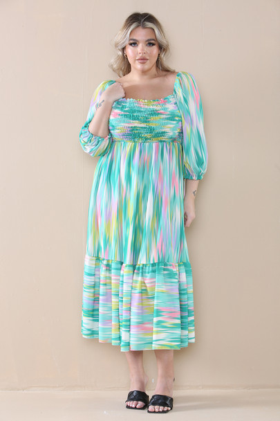 Ruched Bust Maxi Dress Plus & Mid Size Wholesale Fashion