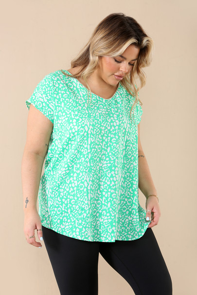 Leopard Print Short Sleeved Plus Mid Size Wholesale Fashion