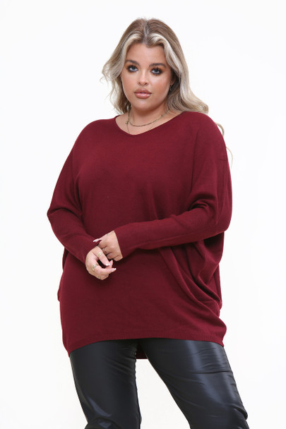 Knitted V-Neck Jumper Mid & Plus Size Warm Poncho