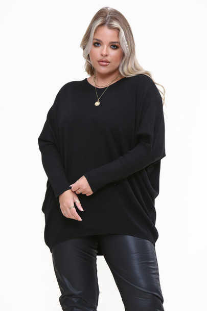 Knitted V-Neck Jumper Mid & Plus Size Warm Poncho