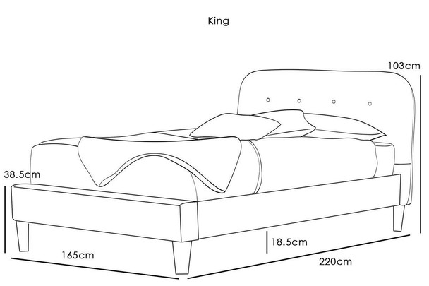  Bisham Modern Fabric Upholstered Grey Bed Frame - Single / Double / King Sizes 