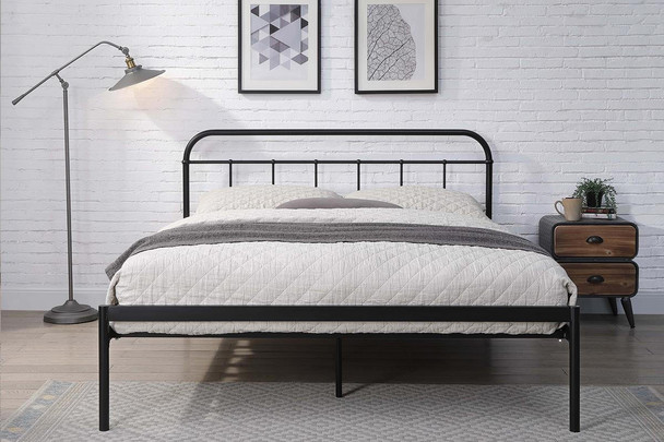  Bourton Modern Black Metal Bed Frame - Single / Guest with Trundle / Small Double / Double / King Size 