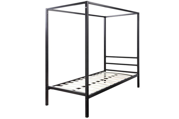  Chalfont Black / White Four Poster Metal Bed Frame - Single / Small Double / Double / King Sizes 