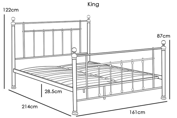 Harpenden Black Metal  Bed Frame - Small Double / Double / King Size 