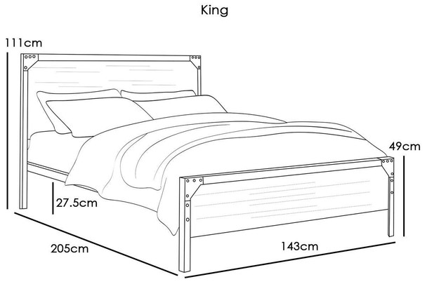  Marlow Industrial Style Metal & Wood Fusion Bed Frame - Double / King Size 